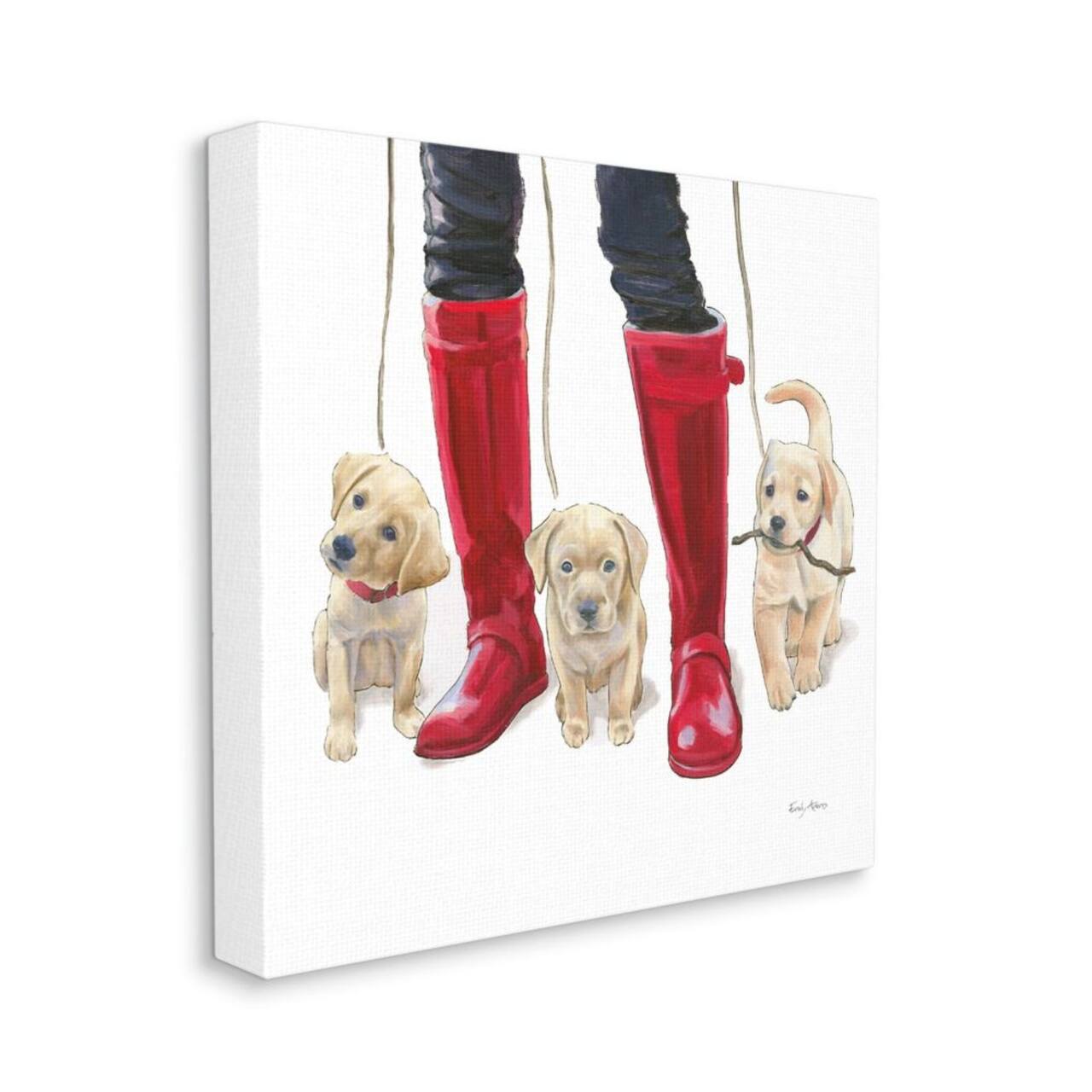 Stupell Industries Labrador Puppies & Rain Boots Wall Art